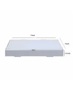 White, 03ply, Flat, Corrugated, Pizza, Boxes, 7in x 7in x 1.5in, Pack of 100