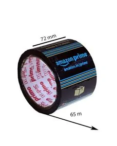 AMAZON, Black, 40microns, Round, Self adhesive, Tapes, 72mm x 65m, Pack of 6