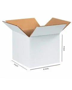 White, 03ply, Universal, Corrugated, Multipurpose, Boxes, 6in x 4in x 4in, Pack of 100