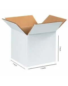 White, 03ply, Cube, Corrugated, Multipurpose, Boxes, 7in x 7in x 7in, Pack of 100