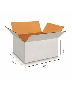 White, 03ply, Universal, Corrugated, Multipurpose, Boxes, 8in x 6in x 4in, Pack of 100