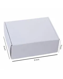 White, 03ply, Flat, Corrugated, Multipurpose, Boxes, 8in x 8in x 4in, Pack of 100