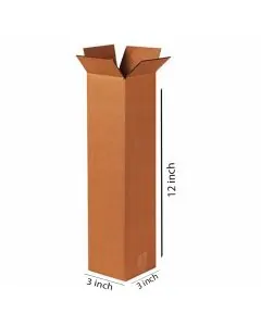 Brown, 03ply, Long, Corrugated, Boxes, 3in x 3in x 12in, Pack of 100