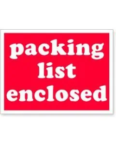 Printed, "PACKING LIST ENCLOSED", Stickers, 2in x 3in, Pack of 100