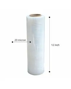 Transparent, 23microns, Stretch, Rolls, 12in, Pack of 1
